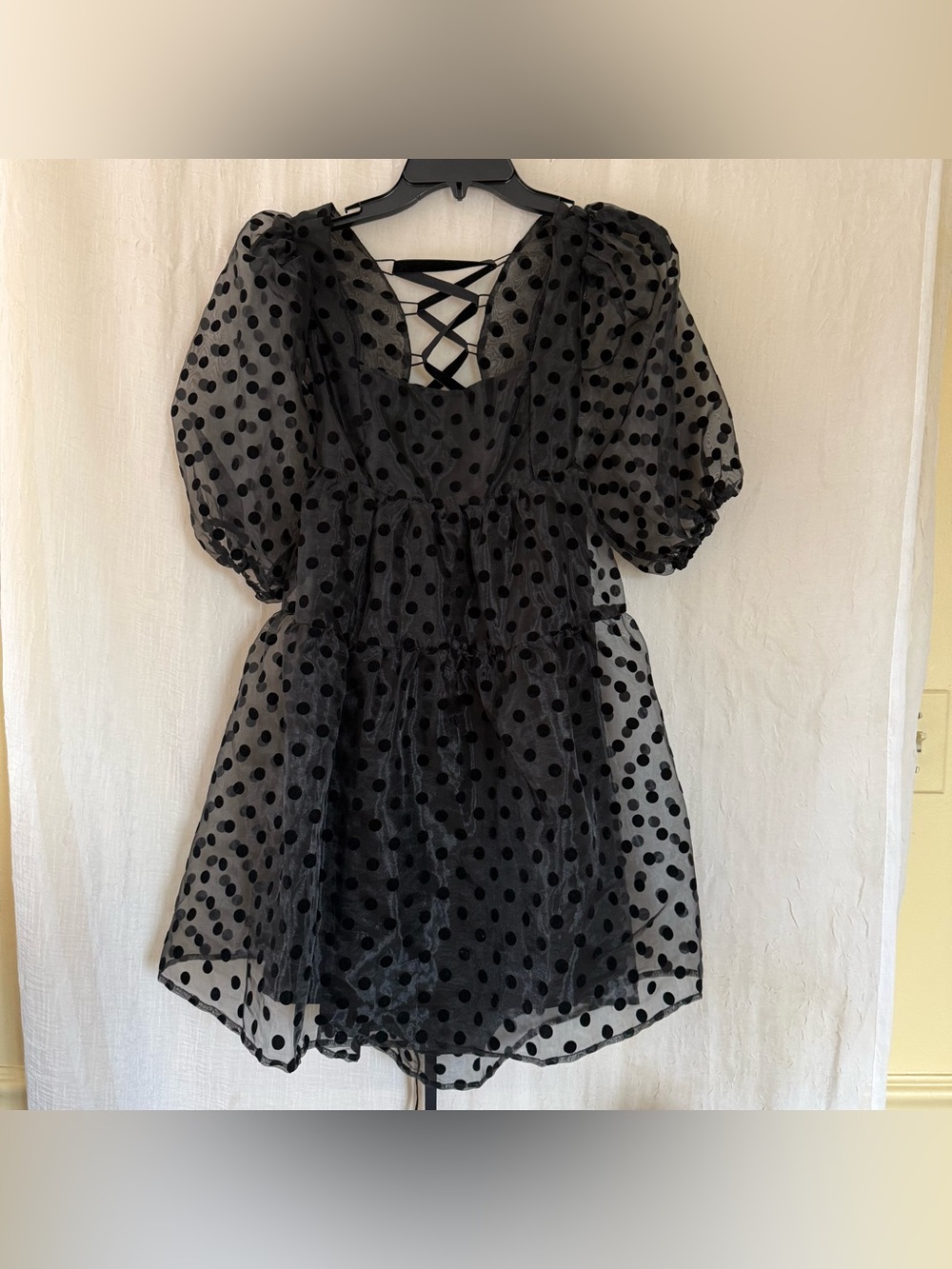 Forever 21 Black Polka Dot Sheer Bubble Dress